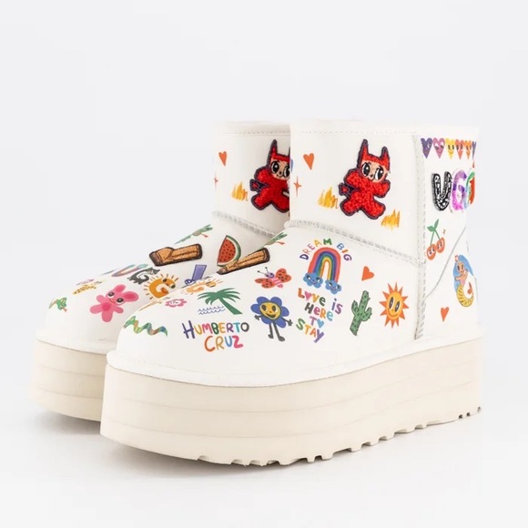 UGG Classic Mini Boot 'Humberto Cruz Pop Sketch' 1153065-WHT - Picture 2 of 6